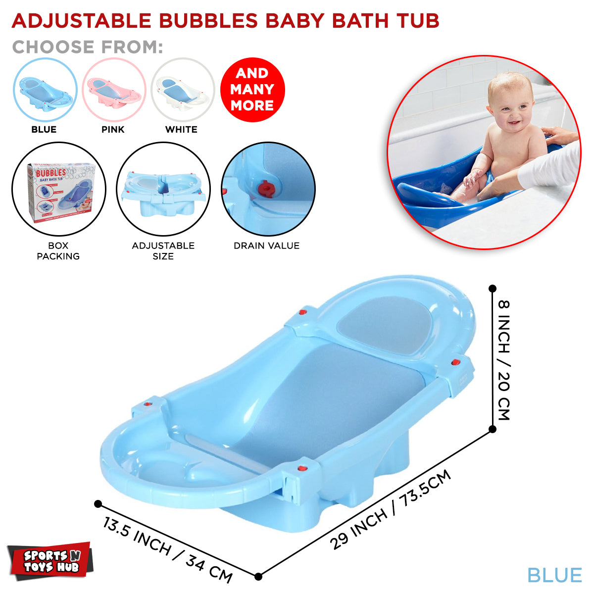 Baby Bath Tub, Portable Folding & Spacious Baby Bathtub,