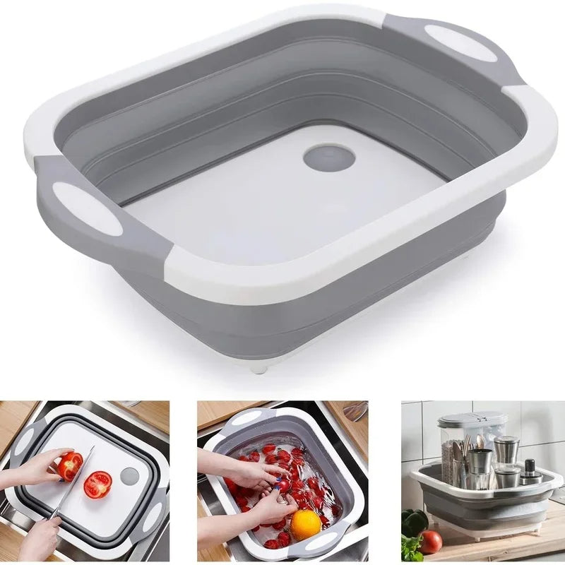 3-in-1 foldable Washing Tub & Chopping Board with Drain Basket & Collapsible