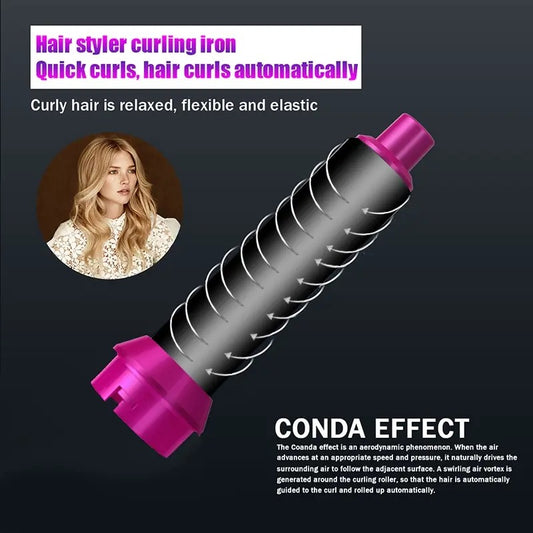 5-in-1 Pocket-Friendly Hair Dryer & Styler: Hot Air Brush, Volumizer, Straightener, Curler, and Comb with Detachable