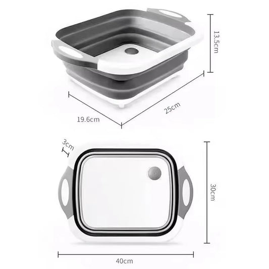 3-in-1 foldable Washing Tub & Chopping Board with Drain Basket & Collapsible