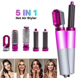 5-in-1 Pocket-Friendly Hair Dryer & Styler: Hot Air Brush, Volumizer, Straightener, Curler, and Comb with Detachable