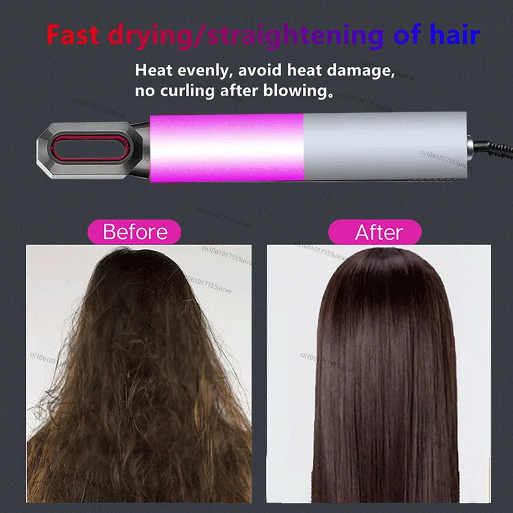 5-in-1 Pocket-Friendly Hair Dryer & Styler: Hot Air Brush, Volumizer, Straightener, Curler, and Comb with Detachable