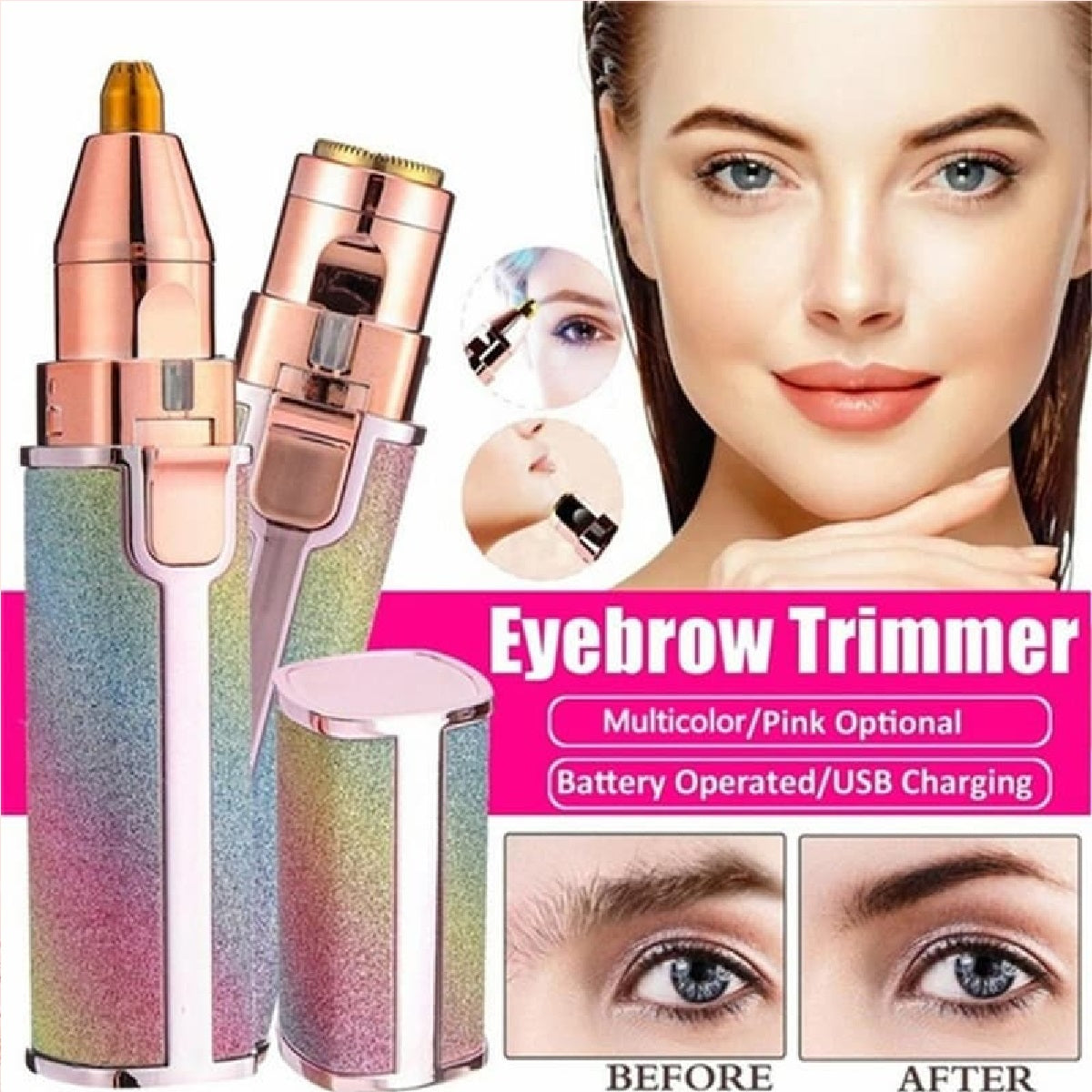 2 in 1 Electric Eyebrow Trimmer & Facial Hair Remover for Women